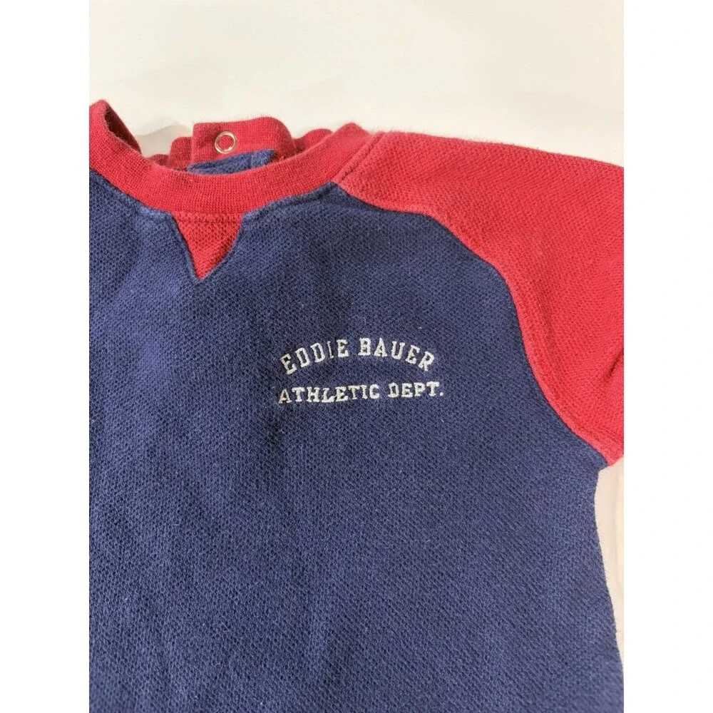 Vintage 90’s Eddie Bauer Blue Red Cotton One-Piece Romper 3-6 Months